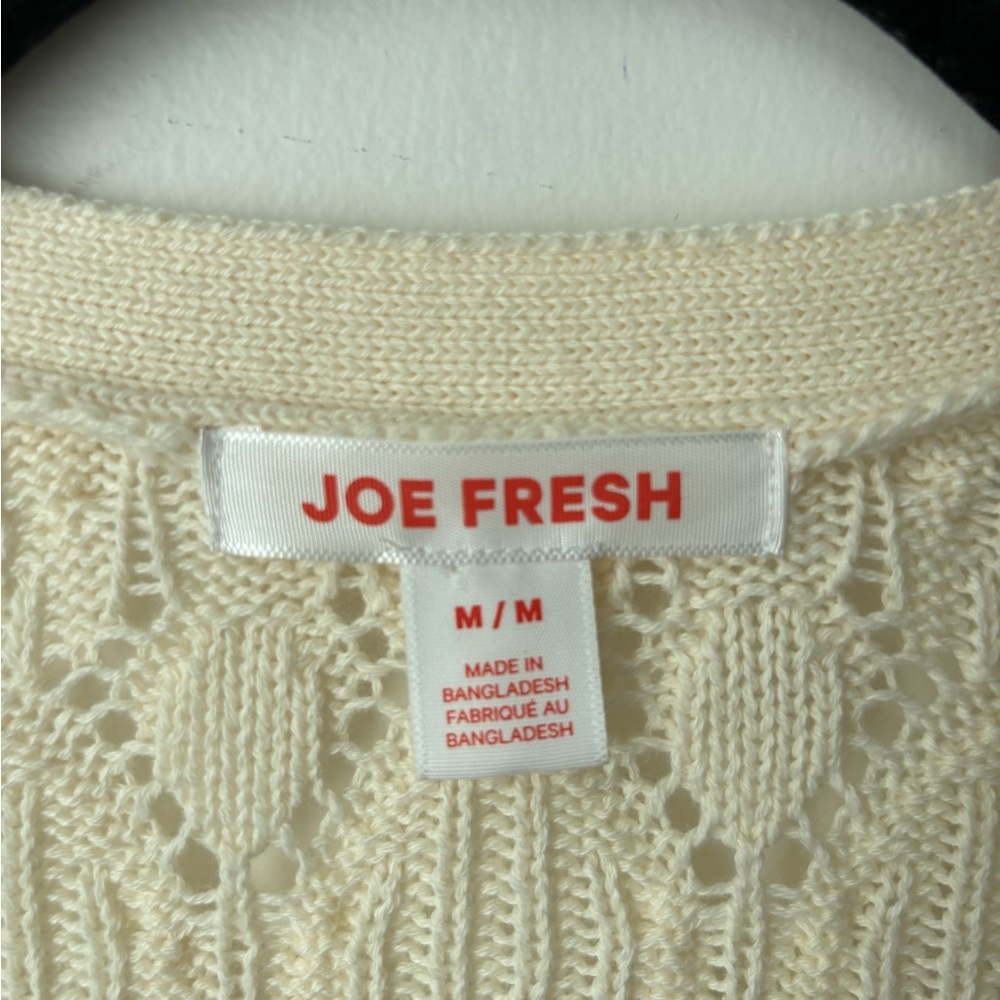 Joe Fresh Cream Crochet Lace Cardigan | 100% Cotton | M - Picture 3 of 8